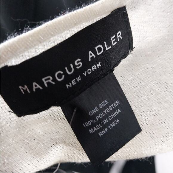 NWT! MARCUS ADLER NEW YORK! SILVER EMBROIDERED CREAM SCARF, WRAP, LARGE! - Picture 8 of 10